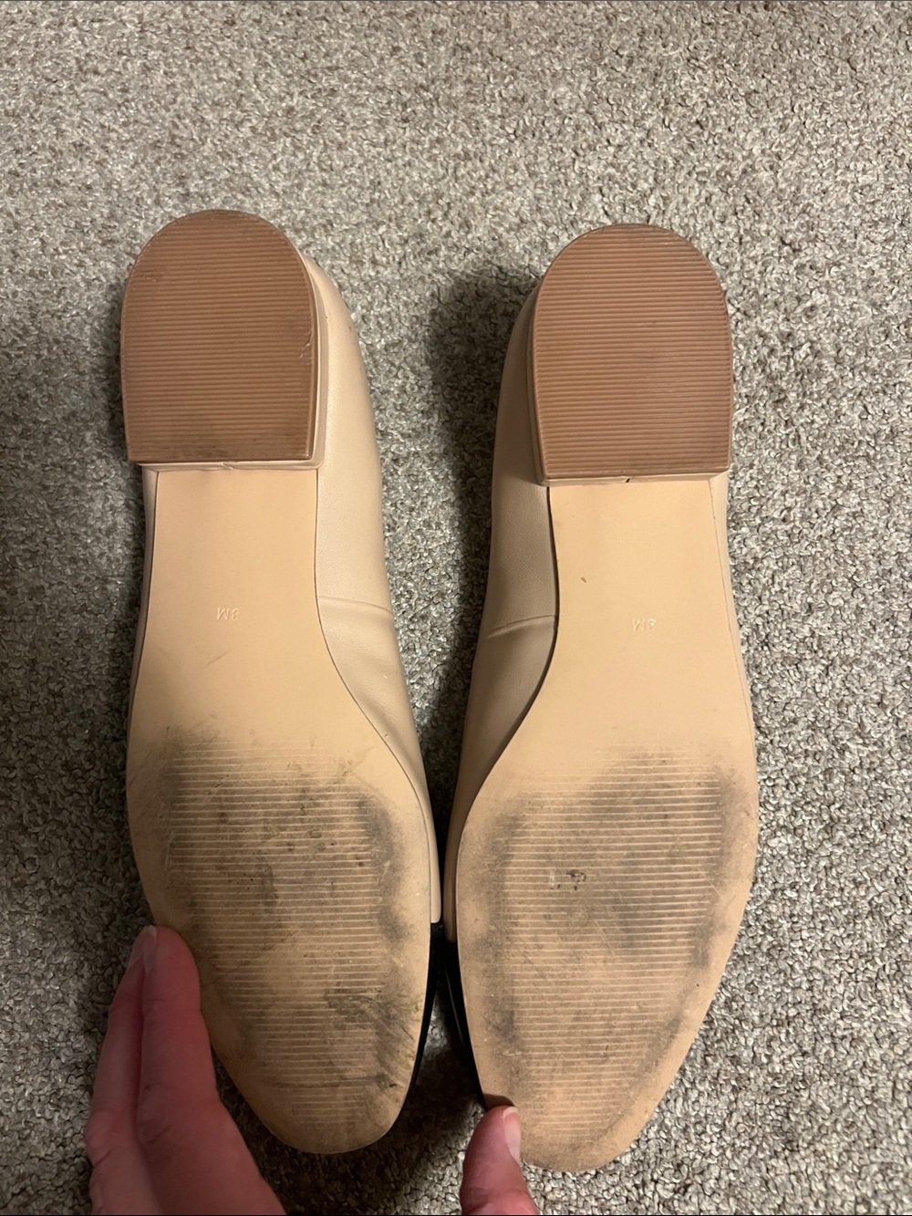 Steve Madden Beige and Black Cap-Toe Ballet Low Pumps - Picture 2 of 3